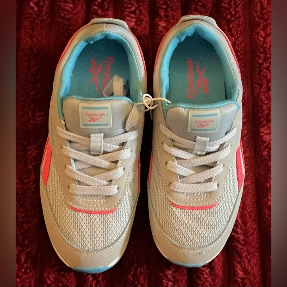 Reebok Kids Sneakers in White with Pink & Blue Accents
